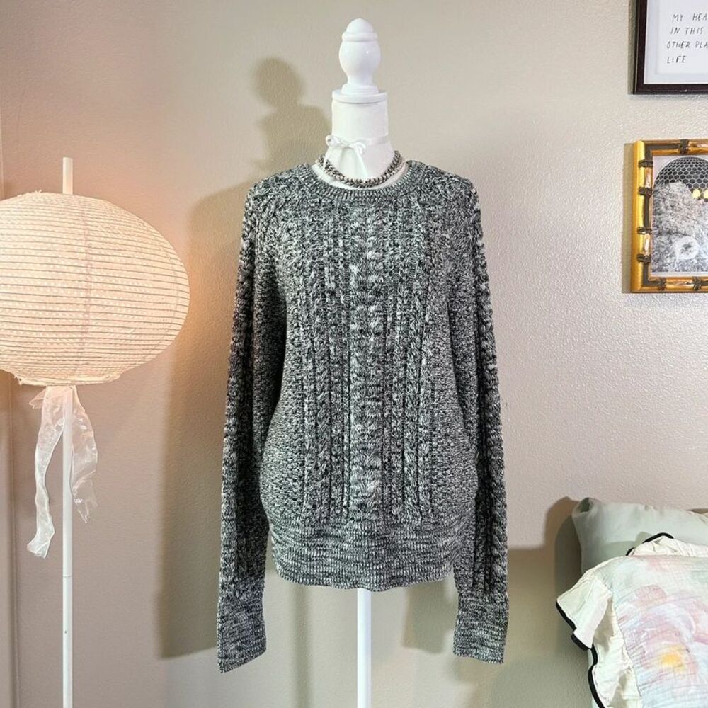 GAP chunky gray marled cable knit sweater M Tall